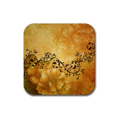 Wonderful Vintage Design With Floral Elements Rubber Coaster (square)  by FantasyWorld7