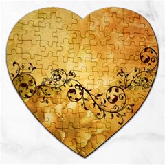 Wonderful Vintage Design With Floral Elements Jigsaw Puzzle (heart) by FantasyWorld7