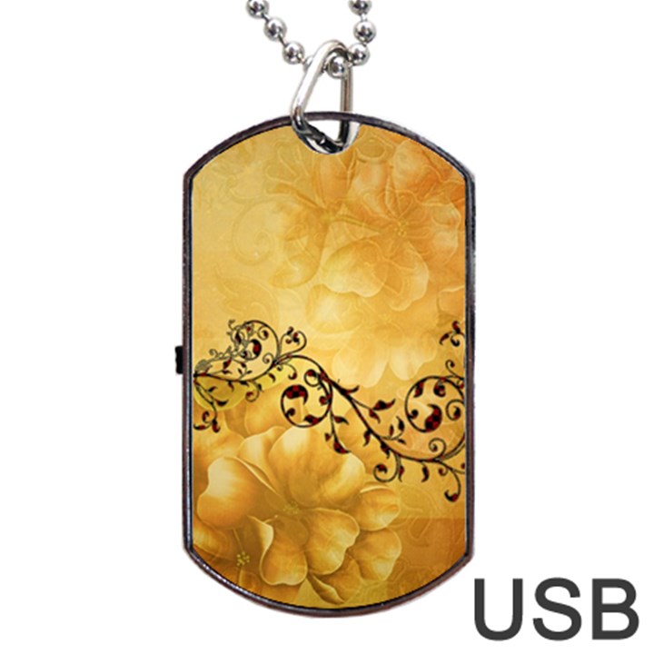 Wonderful Vintage Design With Floral Elements Dog Tag USB Flash (Two Sides)