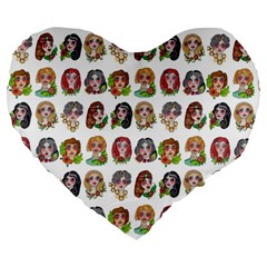 All The Pretty Ladies Large 19  Premium Flano Heart Shape Cushions