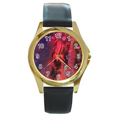 Desert Dreaming Round Gold Metal Watch by ArtByAng