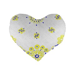 Faded Yellow Bandana Standard 16  Premium Heart Shape Cushions by dressshop