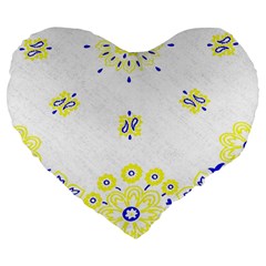 Faded Yellow Bandana Large 19  Premium Heart Shape Cushions by dressshop