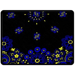 Blue Yellow Bandana Double Sided Fleece Blanket (large)  by dressshop