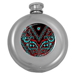 Blue And Red Bandana Round Hip Flask (5 oz)