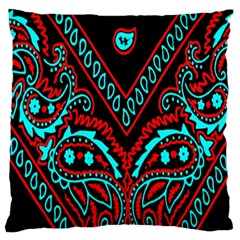 Blue And Red Bandana Large Cushion Case (Two Sides)