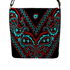 Blue And Red Bandana Flap Closure Messenger Bag (l) by dressshop