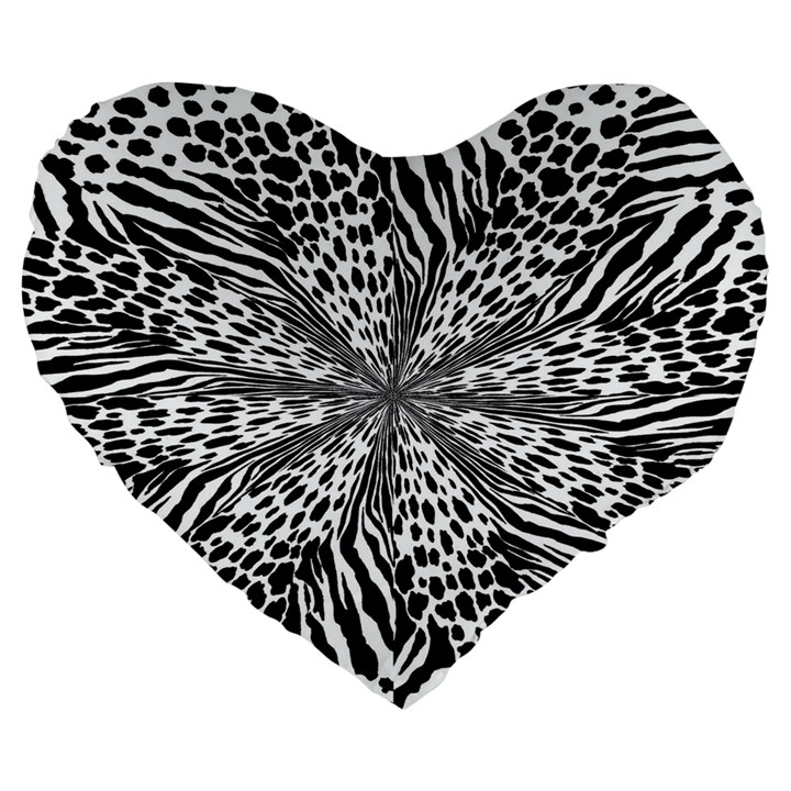 Animal Print 1 Large 19  Premium Flano Heart Shape Cushions