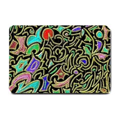 Swirl Retro Abstract Doodle Small Doormat  by dressshop