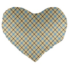 Plaid 2 Large 19  Premium Heart Shape Cushions by dressshop