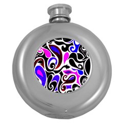 Retro Swirl Abstract Round Hip Flask (5 Oz) by dressshop