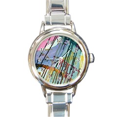 Chaos In Colour  Round Italian Charm Watch by ArtByAng