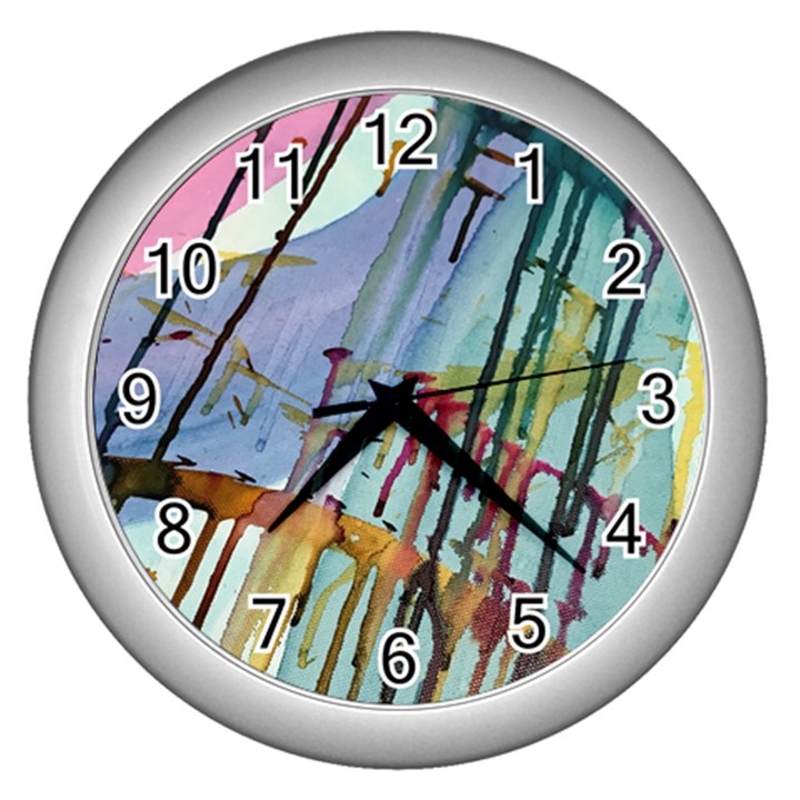 Chaos in Colour  Wall Clock (Silver)