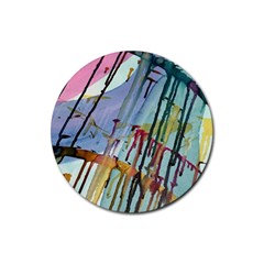 Chaos In Colour  Rubber Round Coaster (4 Pack)  by ArtByAng