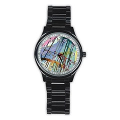 Chaos In Colour  Stainless Steel Round Watch by ArtByAng