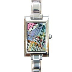 Chaos In Colour  Rectangle Italian Charm Watch by ArtByAng