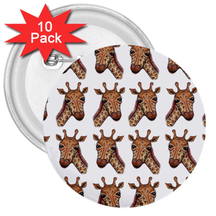 Giraffe 3  Buttons (10 pack) 