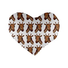 Giraffe Standard 16  Premium Flano Heart Shape Cushions by ArtByAng