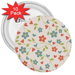 Flowers Pattern 3  Buttons (10 Pack)  by Hansue