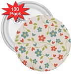 Flowers Pattern 3  Buttons (100 pack)  Front