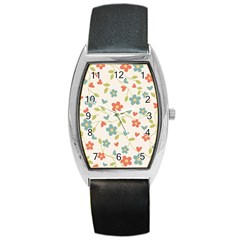 Flowers Pattern Barrel Style Metal Watch by Hansue