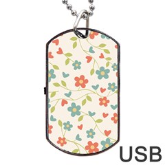 Flowers Pattern Dog Tag Usb Flash (one Side) by Hansue