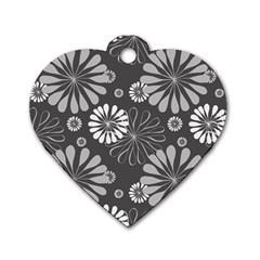 Floral Pattern Dog Tag Heart (one Side) by Hansue