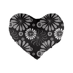 Floral Pattern Standard 16  Premium Heart Shape Cushions by Hansue