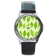 Autumn Pattern Round Metal Watch by Hansue