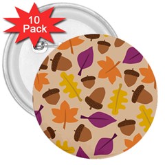 Acorn Pattern 3  Buttons (10 Pack)  by Hansue