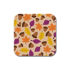 Acorn Pattern Rubber Square Coaster (4 Pack)  by Hansue