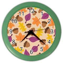 Acorn Pattern Color Wall Clock by Hansue