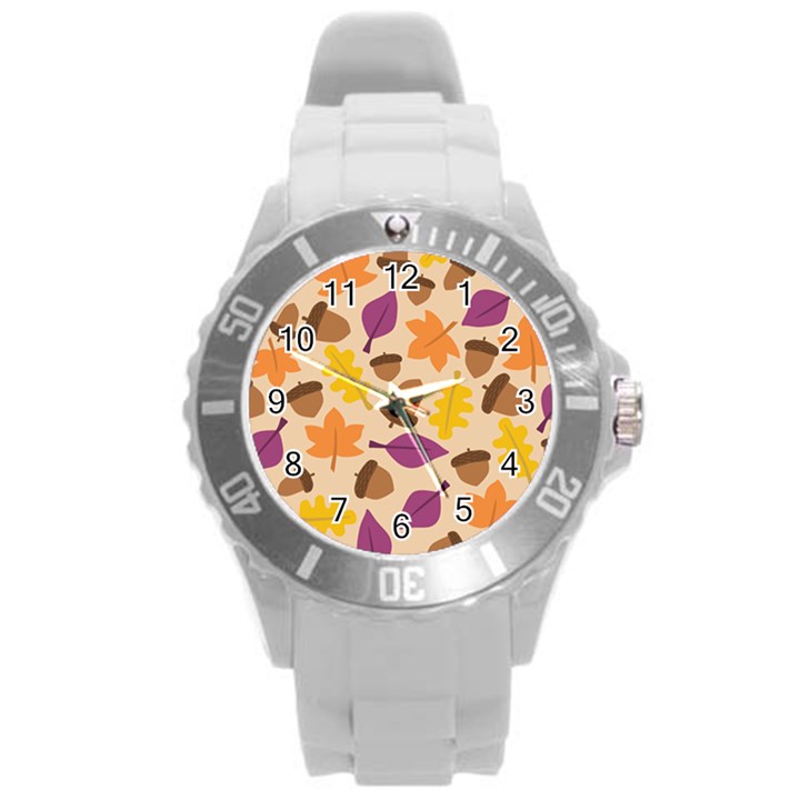 Acorn Pattern Round Plastic Sport Watch (L)