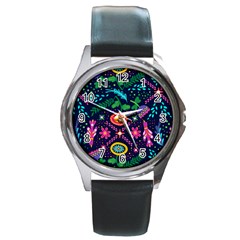 Colorful Pattern Round Metal Watch by Hansue