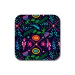 Colorful Pattern Rubber Square Coaster (4 pack)  Front