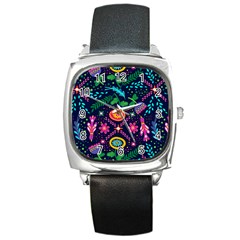 Colorful Pattern Square Metal Watch by Hansue