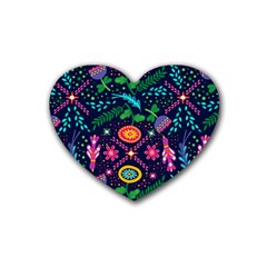 Colorful Pattern Rubber Coaster (heart) 