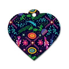 Colorful Pattern Dog Tag Heart (two Sides)