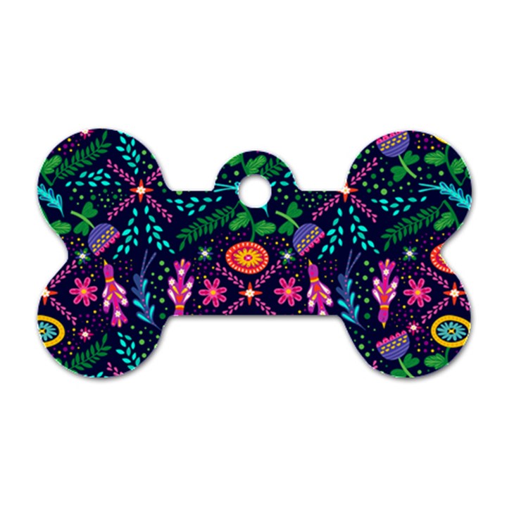 Colorful Pattern Dog Tag Bone (Two Sides)