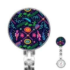 Colorful Pattern Stainless Steel Nurses Watch by Hansue