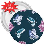 Butterfly  3  Buttons (10 pack)  Front