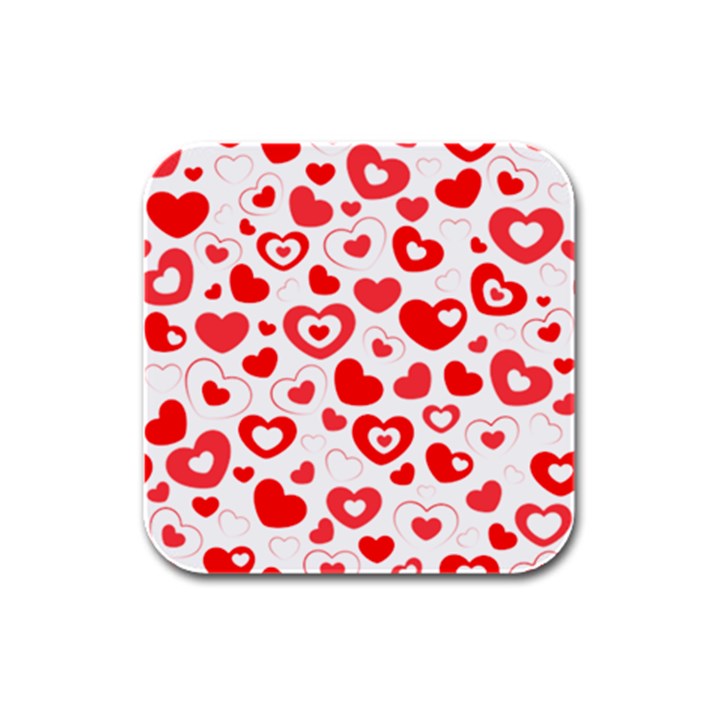 Hearts Rubber Square Coaster (4 pack) 