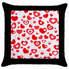 Hearts Throw Pillow Case (black) by Hansue