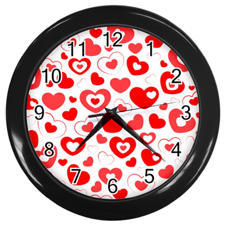 Hearts Wall Clock (Black)