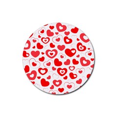 Hearts Rubber Round Coaster (4 Pack)  by Hansue