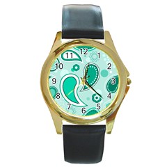 Seamless Round Gold Metal Watch by Hansue