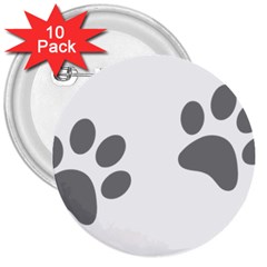 Pets Footprints 3  Buttons (10 Pack)  by Hansue