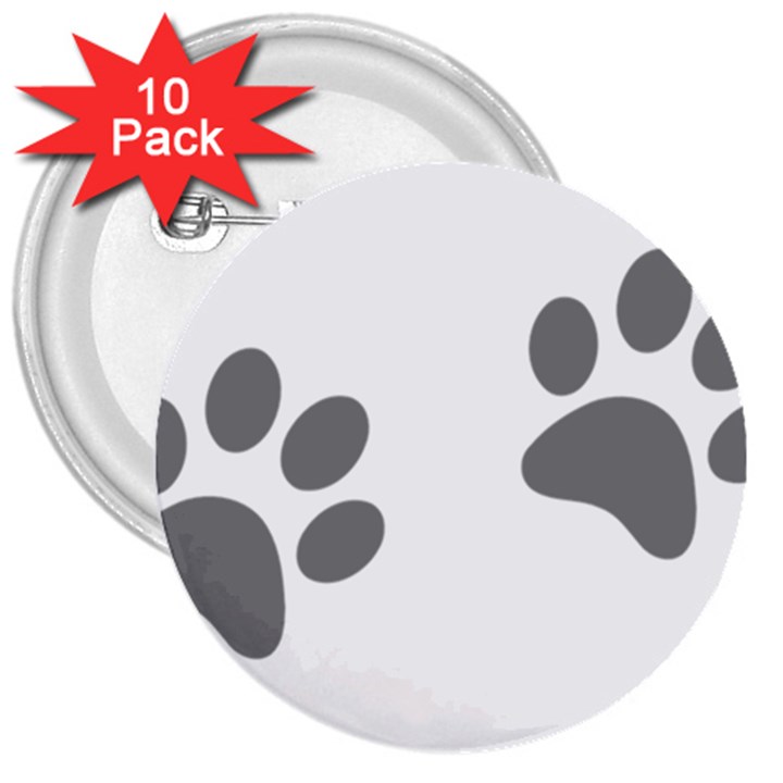 Pets footPrints 3  Buttons (10 pack) 