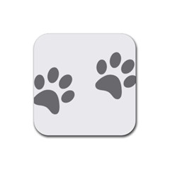 Pets Footprints Rubber Coaster (square)  by Hansue