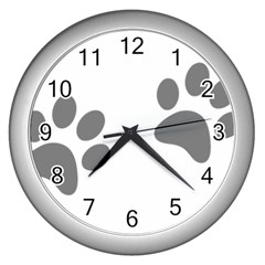 Pets Footprints Wall Clock (silver) by Hansue